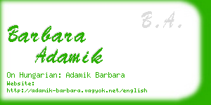 barbara adamik business card